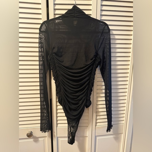 Free People Under It All Black Sheer Long Sleeve Bodysuit XL $58 - Picture 10 of 11